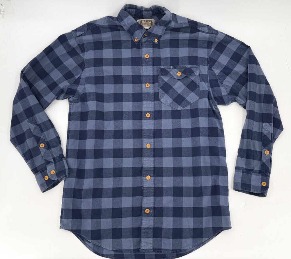 Duluth Trading Shirt Mens Small Blue Plaid Button down Long Sleeve Cotton
